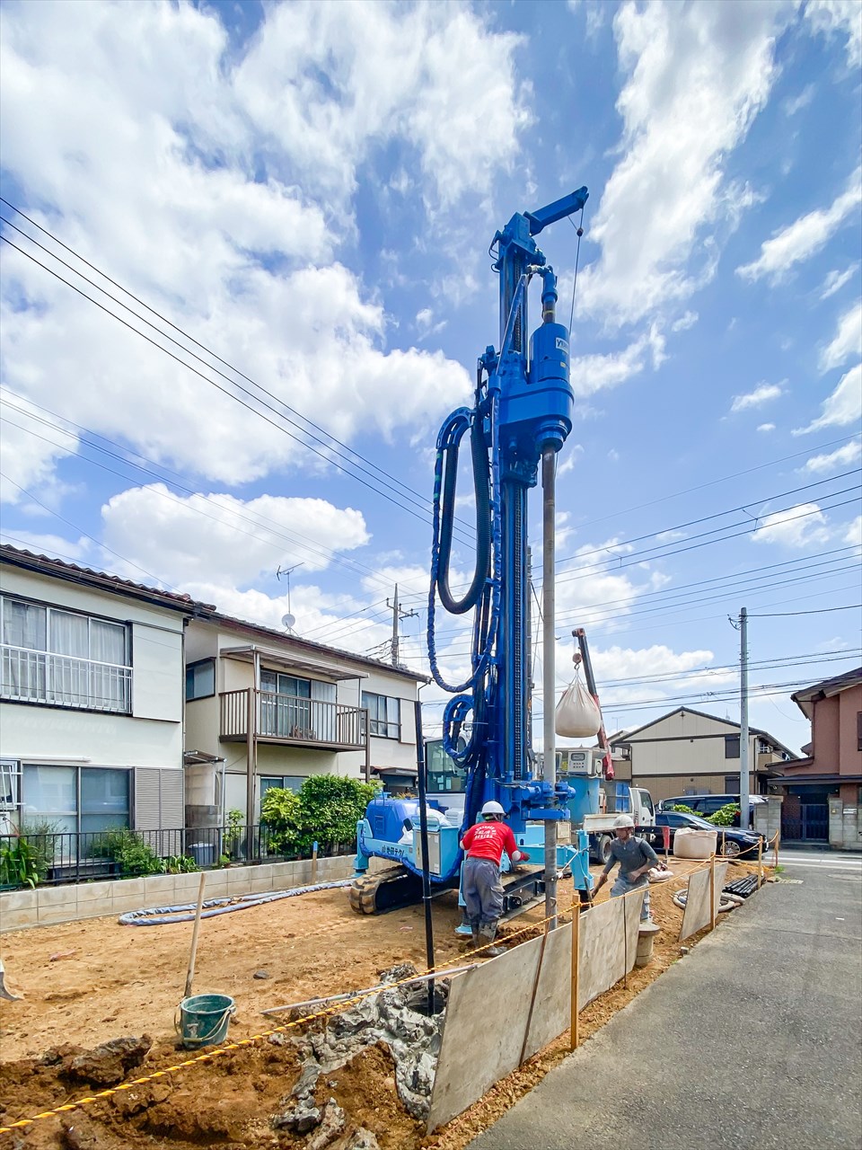 自社物件　新吉田東5丁目新築分譲住宅　地盤補強工事