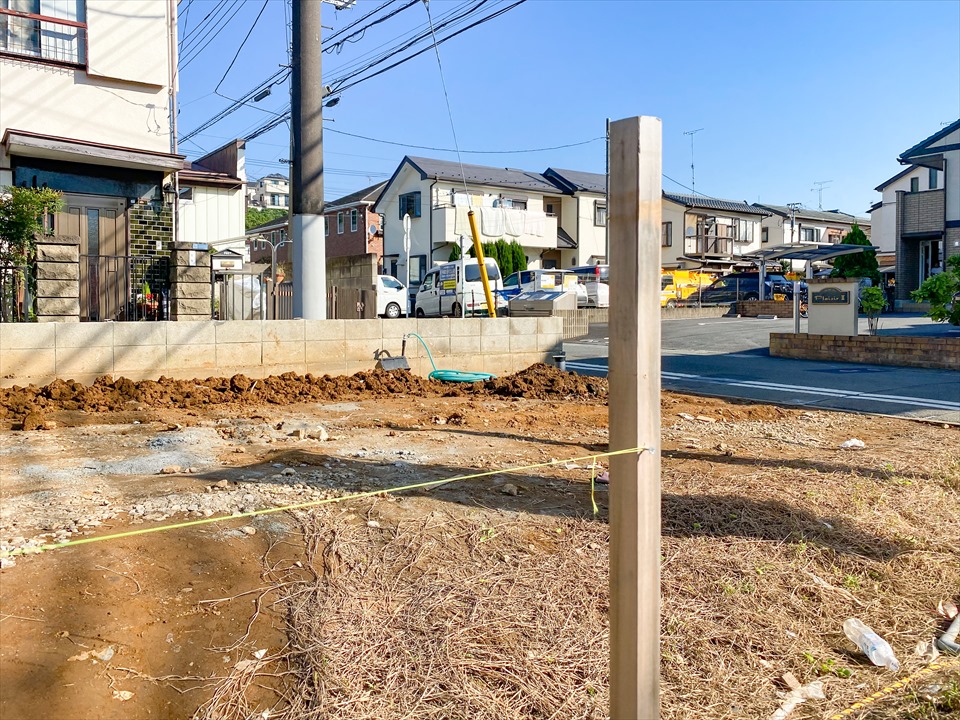 自社物件　新吉田東5丁目新築分譲住宅　外構工事開始