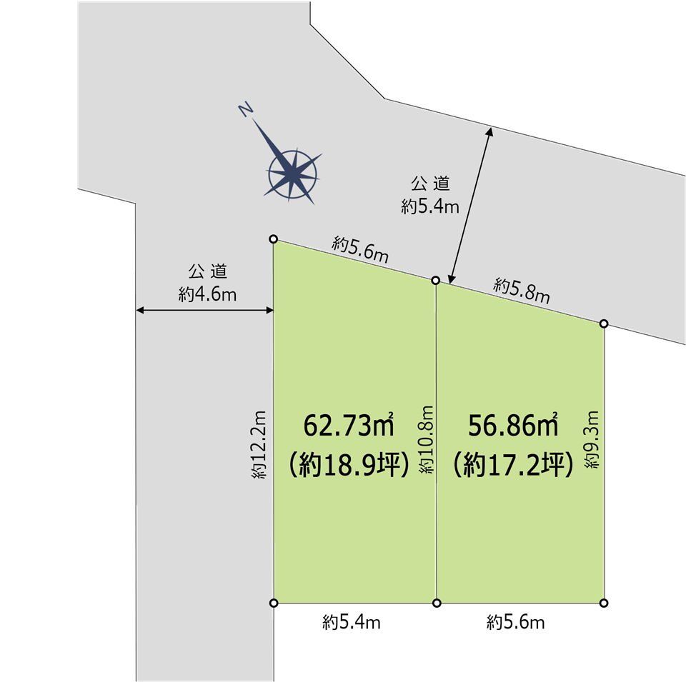 自社物件　新吉田東２丁目　新築分譲住宅全2棟（予定）敷地図の作成