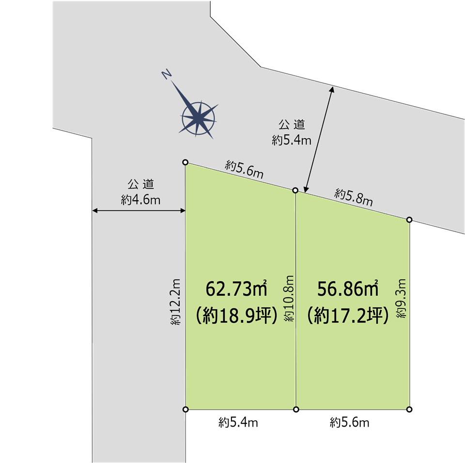 自社物件　新吉田東２丁目新築戸建　全2棟（予定）敷地図の作成