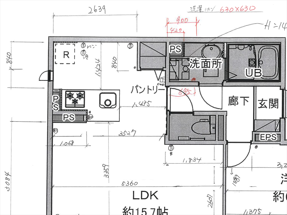 賃貸物件　GRACA SHIMARUKOの採寸